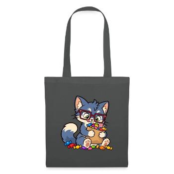 Sweet Stash – Süße Süßigkeiten-Horterkatze - Stoffbeutel - Graphite - Vorne