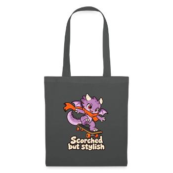 Verbrannt, aber stilvoll – Skateboarding Dragon - Stoffbeutel - Graphite - Vorne