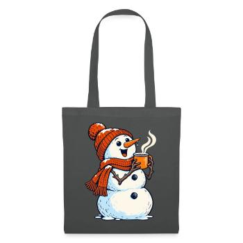 Winterwärme Schneemann mit Kaffee Tee - Stoffbeutel - Graphite - Vorne