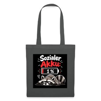 Sozialer Akku 1% Raccoon - Stoffbeutel - Graphite - Vorne