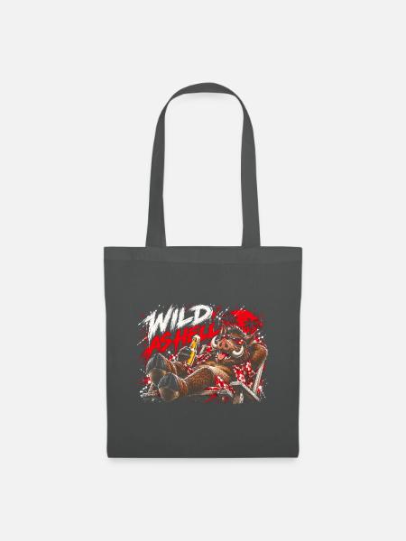 Wild As Hell Wildschwein mit Bier - Stoffbeutel - Graphite