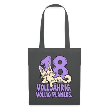 18 Geburtstag Volljährig Völlig Planlos Katze - Stoffbeutel - Graphite - Vorne