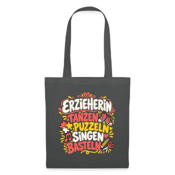 Erzieherin – Tanzen Puzzeln Singen Basteln - Stoffbeutel - Graphite - Vorne