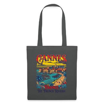Retro Cannes France The French Riviera - Stoffbeutel - Graphite - Vorne