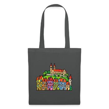 Quedlinburg Skyline im bunten Wachsmalstil - Stoffbeutel - Graphite - Vorne