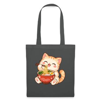 Katze, Ramen, Japanische Nudeln, Süßes Kätzchen - Stoffbeutel - Graphite - Vorne
