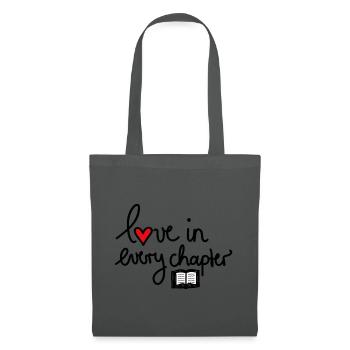 Love in Every Chapter – Design für Bücherliebe - Stoffbeutel - Graphite - Vorne