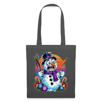 Christmas Schneemann grillt Karotten und schmilzt - Stoffbeutel - Graphite - Vorne
