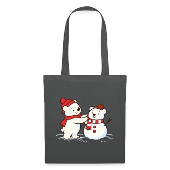Eisbär baut einen Bären-Schneemann  - Stoffbeutel - Graphite - Vorne