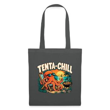 Tenta-Chill – Entspannter Oktopus am Grill - Stoffbeutel - Graphite - Vorne