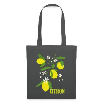 Zitronenzweig mit Blüten - Stoffbeutel - Graphite - Vorne