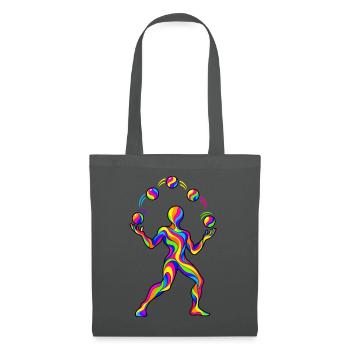 Psychedelischer Jongleur – Bunte Jonglage mit fünf - Stoffbeutel - Graphite - Vorne