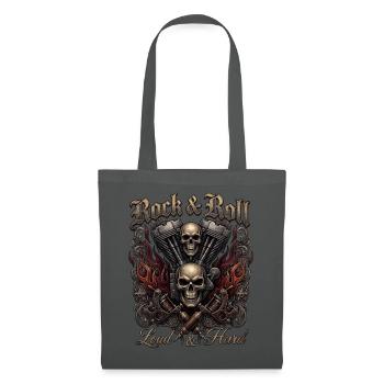 Rock & Roll Skull Flames  - Stoffbeutel - Graphite - Vorne