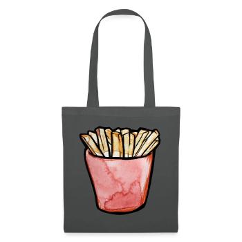 Aquarellpommes frites in Pink Cup - Stoffbeutel - Graphite - Vorne