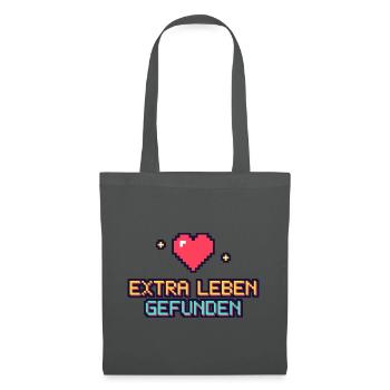 Pixelherz Extra Leben Gefunden - Stoffbeutel - Graphite - Vorne