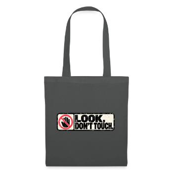 Look, Don't Touch – Retro Warning Design - Stoffbeutel - Graphite - Vorne