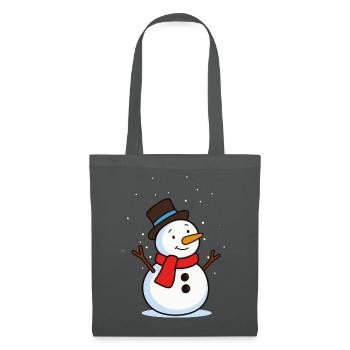 Schneemann mit Zylinder und rotem Schal  - Stoffbeutel - Graphite - Vorne