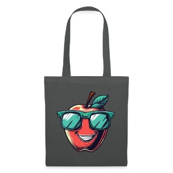 Lachender Apfel mit grüner Sonnenbrille - Stoffbeutel - Graphite - Vorne