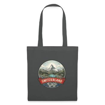 Schweiz Reiseabzeichen Matterhorn Alpine Geschenk - Stoffbeutel - Graphite - Vorne
