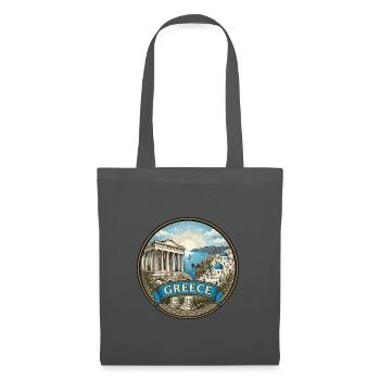 Griechenland Reiseabzeichen Akropolis & Santorini Souvenir - Stoffbeutel - Graphite - Vorne