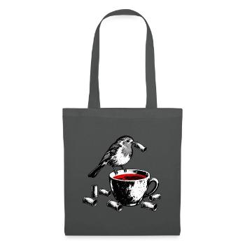 Spionvogel über Kaffee - Stoffbeutel - Graphite - Vorne