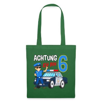 6. Geburtstag Polizei Auto 6 Jahre alt Polizist - Stoffbeutel - Fichte - Vorne