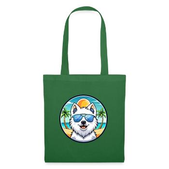 Japanese Spitz Dog Breed Cartoon Sunglasses Beach - Tote Bag - evergreen - Front