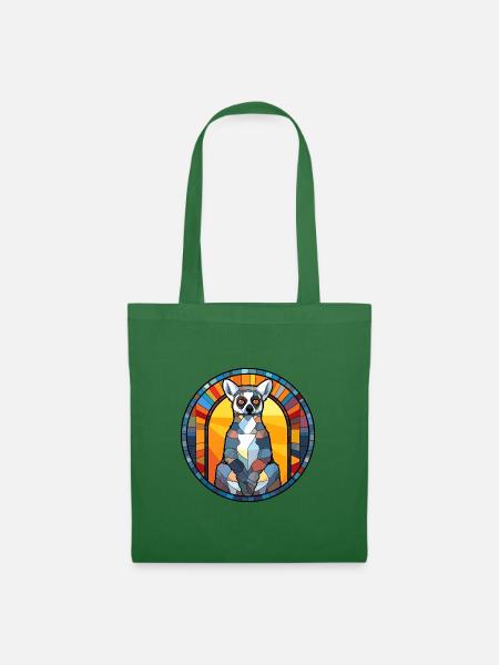 Lemur Buntglas Bunte Karikatur Kawaii Tier - Stoffbeutel - Fichte