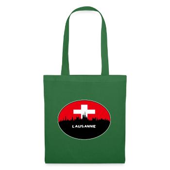 Lausanne Schweiz Flagge Skyline Silhouette Trave - Stoffbeutel - Fichte - Vorne