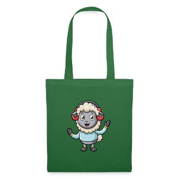 Sheep Funny Cartoon Character Headphone Music - Tote Bag - evergreen - Front