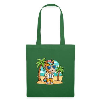 Cheval Drôle Dessin Animé Plage Été Lunettes de soleil - Sac en tissu - vert sapin - Devant