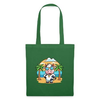 Lunettes de soleil de plage d’été de dessin animé drôle de vache - Sac en tissu - vert sapin - Devant