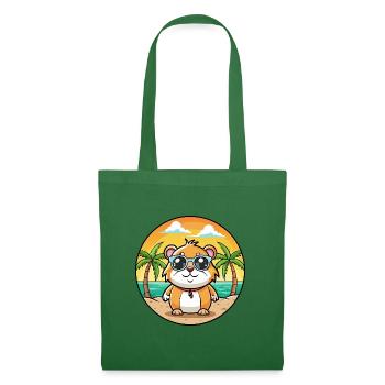Cochon d’Inde Drôle Dessin Animé Plage Été Lunettes de soleil - Sac en tissu - vert sapin - Devant