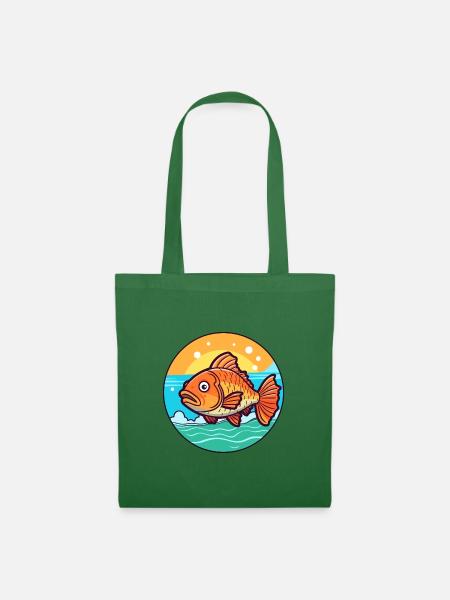 Fisch Aquarell Karikatur Kawaii Clipart Tier - Stoffbeutel - Fichte
