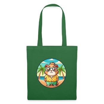 Cochon d’Inde Drôle Dessin Animé Plage Été Lunettes de soleil - Sac en tissu - vert sapin - Devant