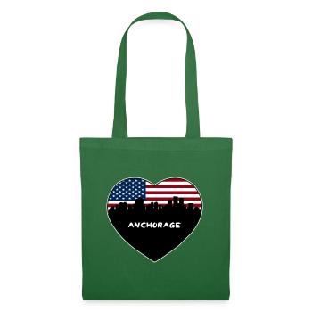 Anchorage Alaska USA Flagge Skyline Reise Souvenir - Stoffbeutel - Fichte - Vorne