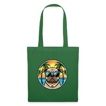 Mops Hund Rasse Cartoon Sonnenbrille Strand - Stoffbeutel - Fichte - Vorne