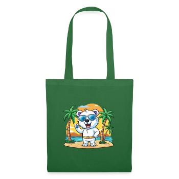Polar Bear Funny Cartoon Summer Beach Sunglasses - Tote Bag - evergreen - Front