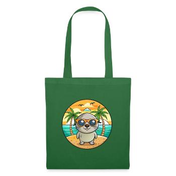 Lunettes de soleil de plage d’été de dessin animé drôle de phoque - Sac en tissu - vert sapin - Devant