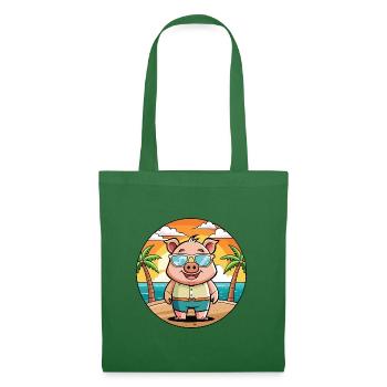 Cochon Drôle Dessin Animé Plage De Plage Lunettes - Sac en tissu - vert sapin - Devant