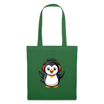 Pinguin Lustige Zeichentrickfigur Kopfhörermusik - Stoffbeutel - Fichte - Vorne