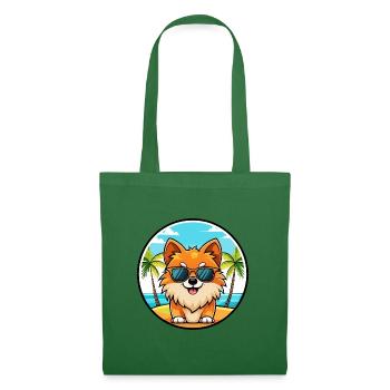 Poméranie Spitz allemand race de chien Cartoon Beach - Sac en tissu - vert sapin - Devant
