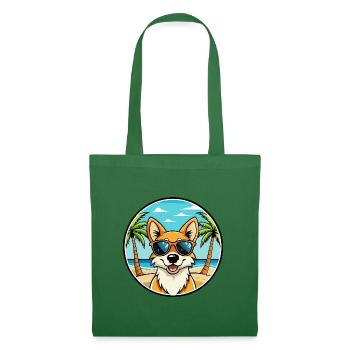 Lunettes de soleil de dessin animé de race de chien chantant de Nouvelle-Guinée - Sac en tissu - vert sapin - Devant