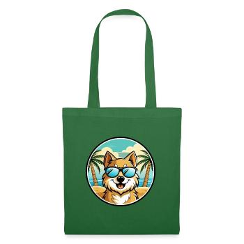 Deutscher Spitz Hund Rasse Cartoon Sonnenbrille Strand - Stoffbeutel - Fichte - Vorne