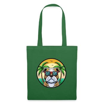 Bulldog Breed Cartoon Lunettes de soleil Beach - Sac en tissu - vert sapin - Devant