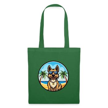Böhmischer Schäferhund Hunderasse Karikatur Sonnenbrille Strand - Stoffbeutel - Fichte - Vorne