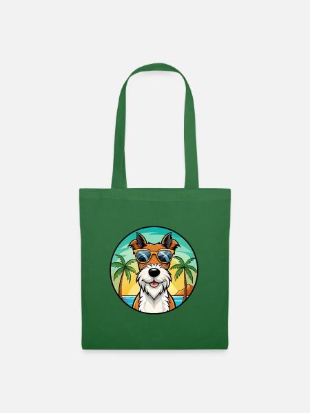 Draht Foxterrier Hunderasse Cartoon Sonnenbrille Strand - Stoffbeutel - Fichte