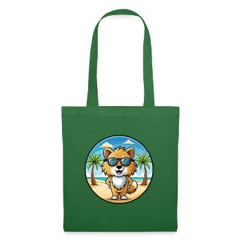 Spielzeug Deutscher Spitz Hund Rasse Cartoon Sonnenbrille Strand - Stoffbeutel - Fichte - Vorne