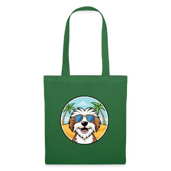 Tibet Terrier Hund Rasse Cartoon Sonnenbrille Strand - Stoffbeutel - Fichte - Vorne
