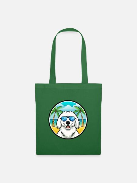 Große Pyrenäen Hunderasse Cartoon Sonnenbrille Strand - Stoffbeutel - Fichte